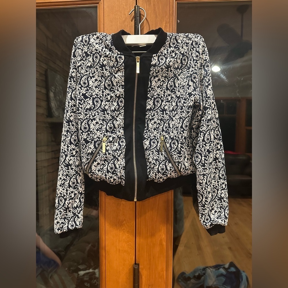 Michael Kors Navy, Black and White Bomber Jacket
